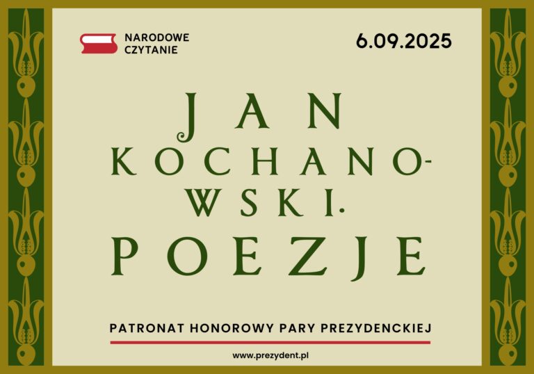Grafika z napisem Jan Kochanowski. Poezje i logiem akcji Narodowe Czytanie
